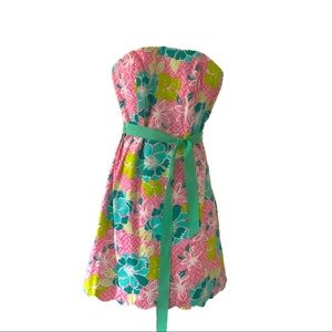 Lilly Pulitzer strapless sundress.
